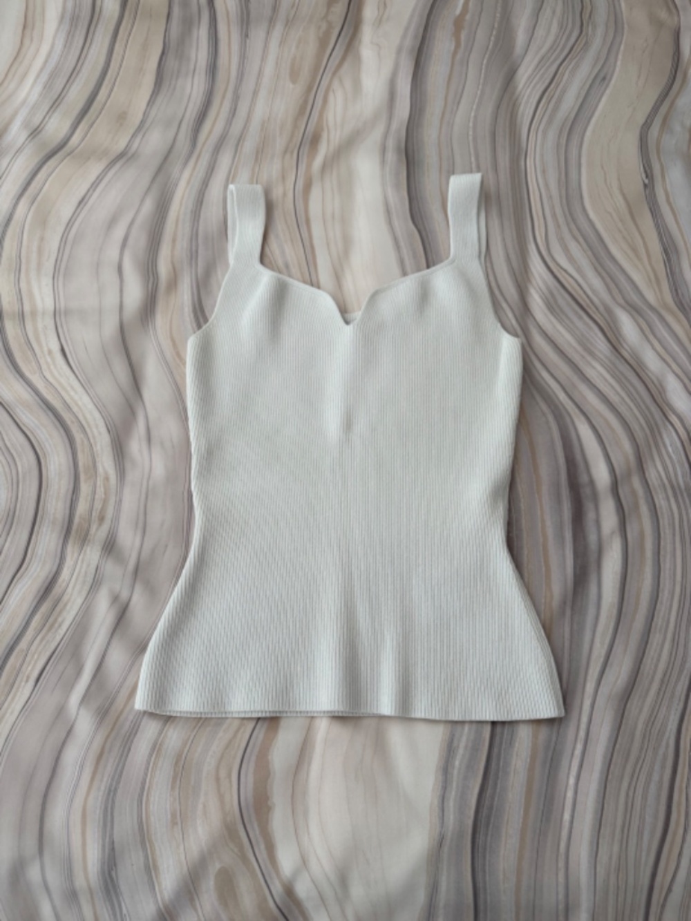 REISS Daisy Sweetheart Neck Tank Top Ribbed Sleeveless Stretch White Size Small - Picture 9 of 15